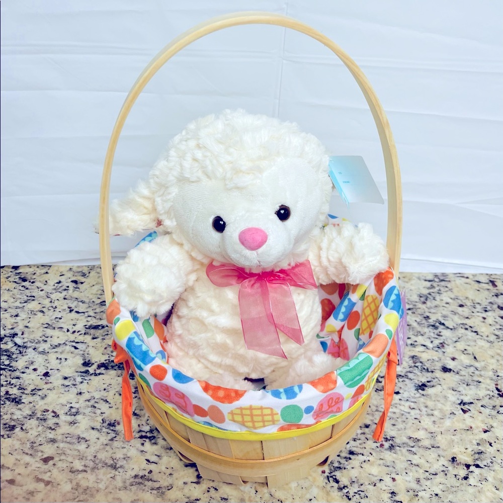 Easter Basket and Lamb Plush Bundle